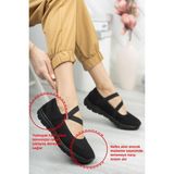 Kadın Sneaker Rahat Taban Günlük Ayakkabı Kadın Babet - Siyah - Antrasit Melanj