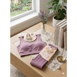 Kadın Spor Tayt Pedli Crop Büstiyer Kalın Askılı Fitilli Dalgıç Alt Üst Takım 2 'li Kota - 2XL - Mürdüm
