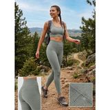 Kadın Spor Tayt Pedli Crop Büstiyer Kalın Askılı Fitilli Dalgıç Alt Üst Takım 2 'li Kota - 2XL - Yeşil