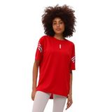 Kadın Spor Tişört Baskılı Fitness, Antrenman Fit (KIRMIZI, L)