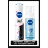 Kadın Sprey Deodorant Black & White Invisible Clear 150ml ve Canlandırıcı Yüz Yıkama Köpüğü 150ml