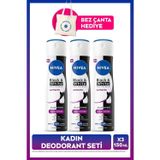 Kadın Sprey Deodorant Black&White Authentic 150ml, Terleme Karşıtı, Alkolsüz, X3 Adet, Çanta Hediye
