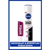 Kadın Sprey Deodorant Black&White Clear, 48 Saat Koruma ve Nemlendirici Böğürtlen Dudak Bakım Kremi