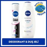 Kadın Sprey Deodorant Black&white Invisible Clear 150ML ve Creme Soft Duş Jeli 750ML, Lif Hediyeli - 150 ml