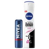 Kadın Sprey Deodorant Black&White Invisible Clear 150ml,Kırmızı Renkli Dudak Bakım Kremi,Nemlendirme