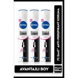 Kadın Sprey Deodorant Black&white Invisible Clear 48 Saat Anti-perspirant Koruma 200mlx3adet