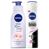 Kadın Sprey Deodorant Black&White InvisibleClear 150ml,Kiraz Çiçeği Nemlendirici Vücut Losyonu 400ml