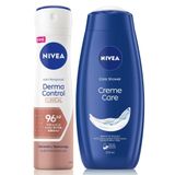 Kadın Sprey Deodorant Derma Control Clinical 150ml ve Creme Care Nemlendirici Duş Jeli 500ml