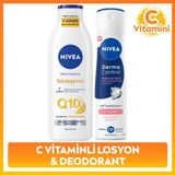 Kadın Sprey Deodorant Derma Control Natural Tone 150ML ve Q10 Sıkılaştırıcı Losyon 400ML, C Vitamini