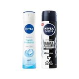 Kadın Sprey Deodorant Fresh Natural, 150 ml X2 + Men Erkek Sprey Deodorant & Invisible Original, 150 ml - Option-1