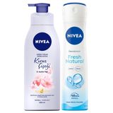Kadın Sprey Deodorant Fresh Natural 150ml, Kiraz Çiçeği Nemlendirici Vücut Losyonu 400ml