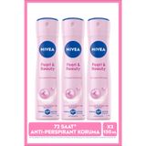 Kadın Sprey Deodorant Pearl&Beauty 150ml, 48 Saat Anti-perspirant Koruma, X3 Adet
