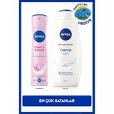 Kadın Sprey Deodorant Pearl&Beauty 150ml ve Creme Soft Kremsi Dokunuş Duş Jeli 750ml, Lif Hediyeli