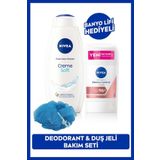 Kadın Stick Deodorant Derma Control Clinical 50ml Ve Creme Soft Duş Jeli 750ml, Banyo Lif Hediyeli