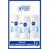 Kadın Stick Deodorant Fresh Natural 50ml, 48 Saat Koruma, X3 Adet
