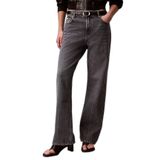 Kadın Straight Fit Pamuklu Geniş Paçalı Pamuklu Denim Gri Jeans LV047F723G-SCO