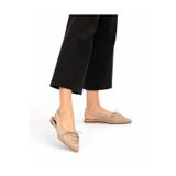 Kadın Süet Bağcıklı Slingback Babet Sivri Burun Arkası Açık Günlük Ayakkabı