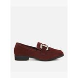Kadın Süet Deri Bordo Tokalı Klasik Loafer 01AYH312400A780