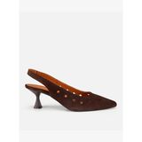 Kadın Süet Deri Kahverengi Delikli Arkası Açık Kısa Topuklu Stiletto 01AYH321450A480