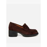Kadın Süet Deri Kahverengi Kalın Topuklu Klasik Loafer 01AYH312760A480