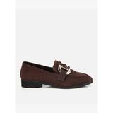 Kadın Süet Deri Kahverengi Tokalı Klasik Loafer 01AYH312400A480