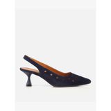 Kadın Süet Deri Lacivert Delikli Arkası Açık Kısa Topuklu Stiletto 01AYH321450A680
