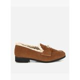 Kadın Süet Deri Taba İçi Kürklü Klasik Loafer 01AYH318300A410