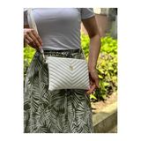 Kadın Suni Deri Beyaz Renkli Ayarlanabilir Çapraz Ve El Askılı Portföy, Clutch Çanta