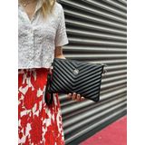Kadın Suni Deri Siyah Mat Ayarlanabilir Çapraz Ve El Askılı Portföy, Clutch Çanta
