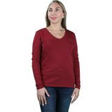 Kadın Süprem Uzun Kollu V Yaka Tişört - Bordo
