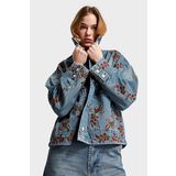 Kadın T.Kot Rengi 2S566 Çiçek Nakışlı Oversize Tasarım Denim Ceket Tint Kot Rengi S/M