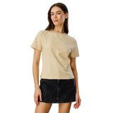 Kadın T-shirt Kısa Kollu Organik Pamuklu Bisiklet Yaka Crop T-shirt KADIN-T-SHIRT Bej M