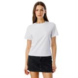 Kadın T-Shirt Kısa Kollu Organik Pamuklu Bisiklet Yaka Crop T-Shirt Kadın-T-Shırt - Beyaz - XS