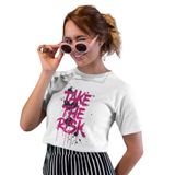 Kadın T-Shirt Özel Baskılı, Modern Fit%100 Pamuk Bisiklet Yaka Kısa Kollu Beyaz Yazlık Günlük Rahat Tişört (Take is Risk, M)
