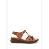 Kadın Taba Bantlı Kalın Tabanlı Deri Comfort Sandalet 26SFD320318
