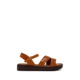 Kadın Taba Bantlı Kalın Tabanlı Örgülü Deri Bodrum Sandalet 26SFD331018