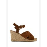 Kadın Taba Bilekten Tokalı Dolgu Topuklu Süet Deri Espadril Sandalet 26SFD206810