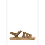 Kadın Taba Bilekten Tokalı Süet Deri Espadril Sandalet 26SFD205610