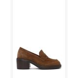 Kadın Taba Kalın Topuklu Süet Deri Loafer AF220010DS
