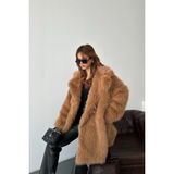 Kadın Taba Oversize Premium Kürk Kaban MLB106