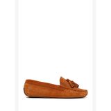 Kadın Taba Püsküllü Süet Deri Loafer 26PFD151210