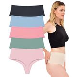 Kadın Tanga, Yüksek Bel Tanga, 5li Paket, Koyu Soft, 2XL