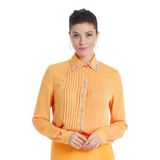 Kadın Taş Detaylı Gömlek – Şık Düğme ve Yaka İşlemeli, ORANGE, 38