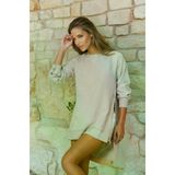 Kadın Taş Premium Bambu Keten Kumaş Uzun Kollu İnci Süslemeli Terletmez Tunik-Bluz 3733368
