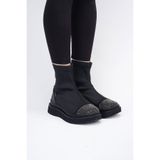 Kadın Taşlı Deri Detaylı Slip-On Ortopedik Kışlık Bot LDR20250010101