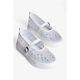 Kadın Taşlı Sneaker Babet Bantlı Günlük Şık Novira Beyaz
