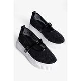 Kadın Taşlı Sneaker Babet Bantlı Günlük Şık Novira Siyah