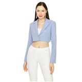 Kadın Tek Düğme Kapamalı Crop Blazer Ceket Blue Mavi 46