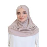 Kadın Tek Parça Hazır Türban Çapraz Kendinden Boneli Viskon Başörtüsü Açık Vizon