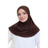 Kadın Tek Parça Hazır Türban Çapraz Kendinden Boneli Viskon Başörtüsü Kahverengi